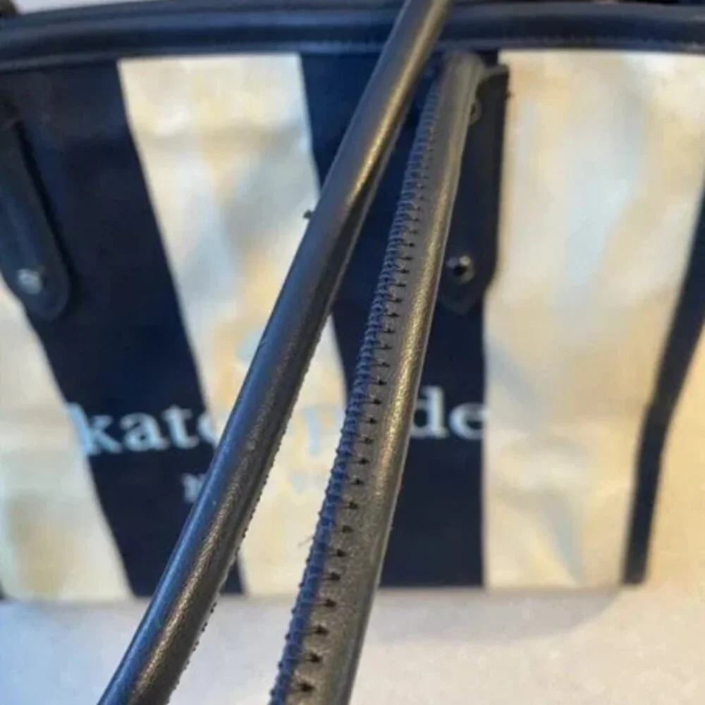 Kate Spade Large Ella Blazer Blue Even Stripe Jacquard Tote